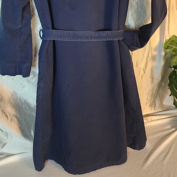 Men's sz M Navy Flannel Shawl Collar Tie Waist 44" Robe - SOFT & THICK - Picture 4 of 12